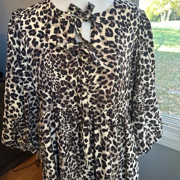 JODIFL gorgeous Bow Midi Dress Leopard Small~NWOT’S - Picture 2 of 12
